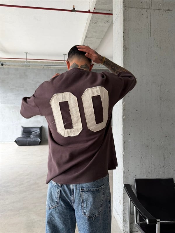 Zero 00 Pacht Detaylı Acid Yıkama T-Shirt - Kahve