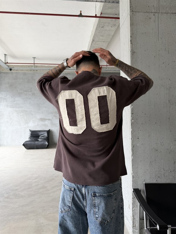 Zero 00 Pacht Detaylı Acid Yıkama T-Shirt - Kahve