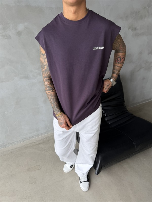 Zero Seven Premium Sıfır Kol T-Shirt - Mürdün
