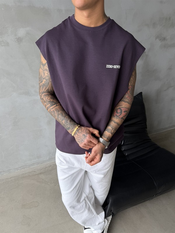 Zero Seven Premium Sıfır Kol T-Shirt - Mürdün