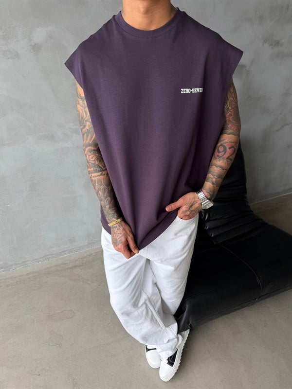 Zero Seven Premium Sıfır Kol T-Shirt - Mürdün