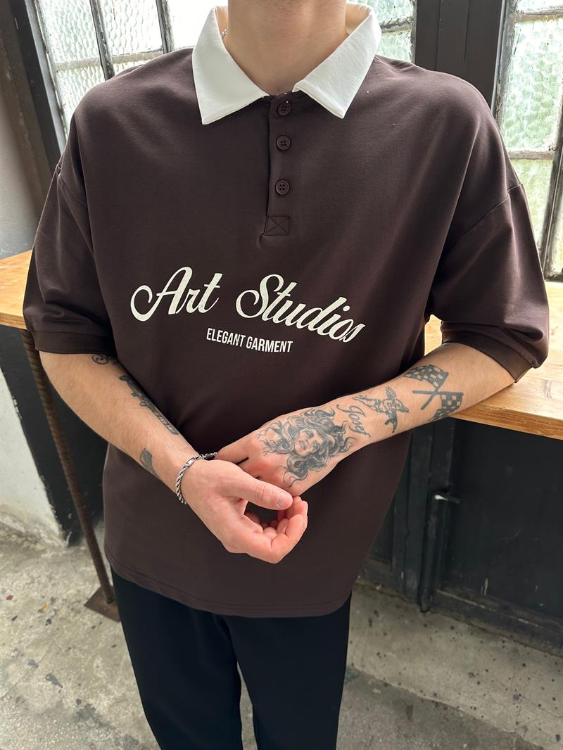 Art Studio Polo Yaka T Shirt Kahve