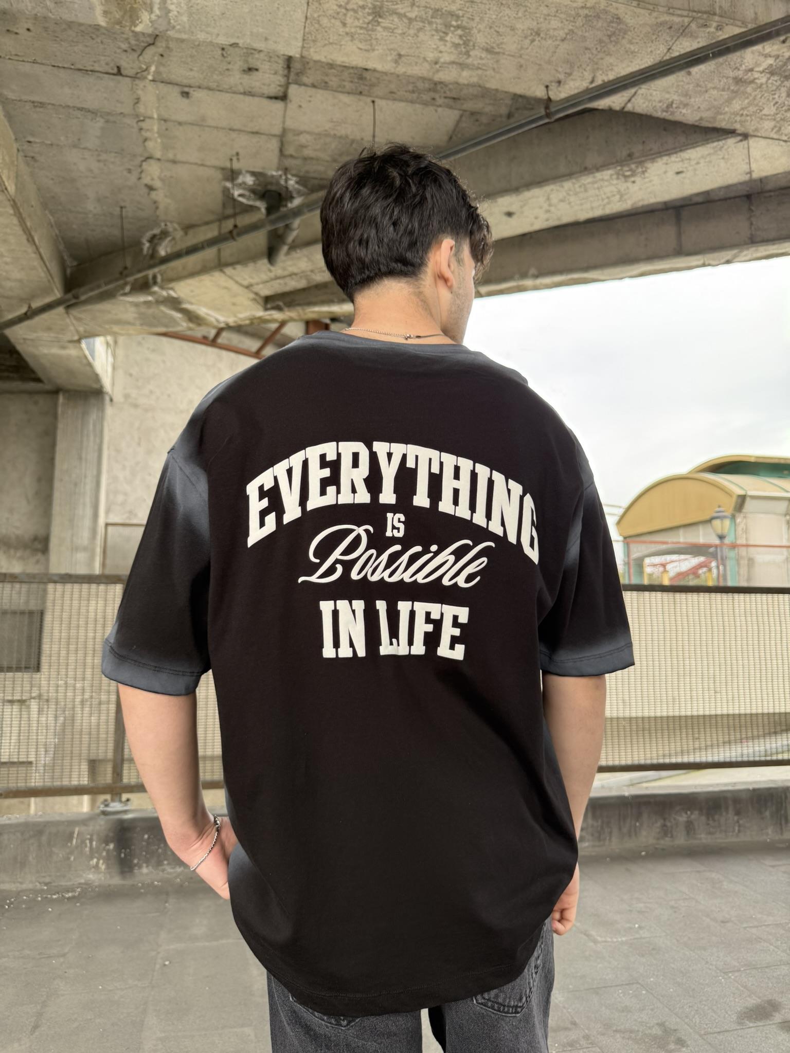 Everything  Spreyli Oversize T-Shirt  - Siyah