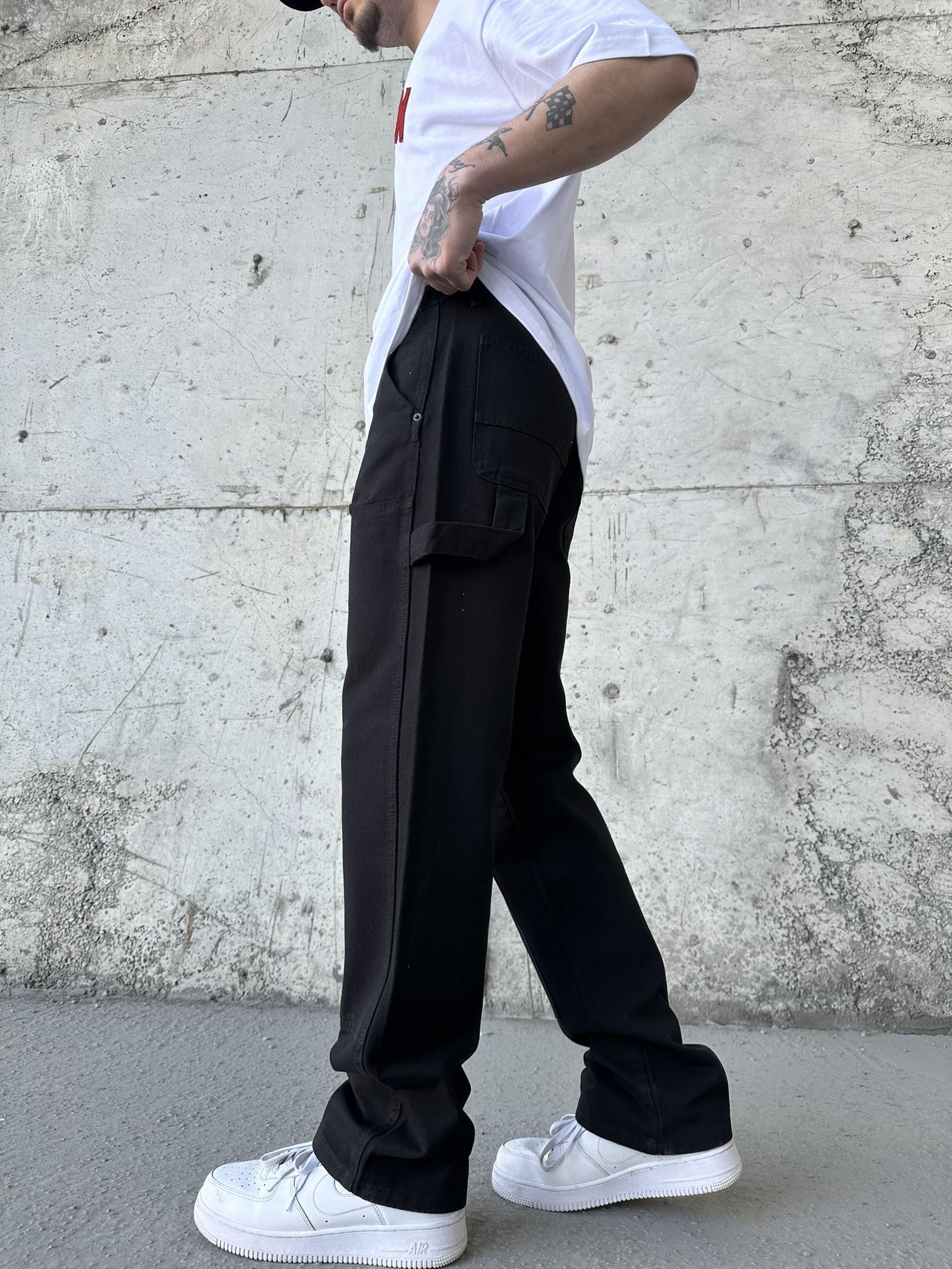 Önü Tasarım Kemerli Baggy Pantolon Siyah · 4