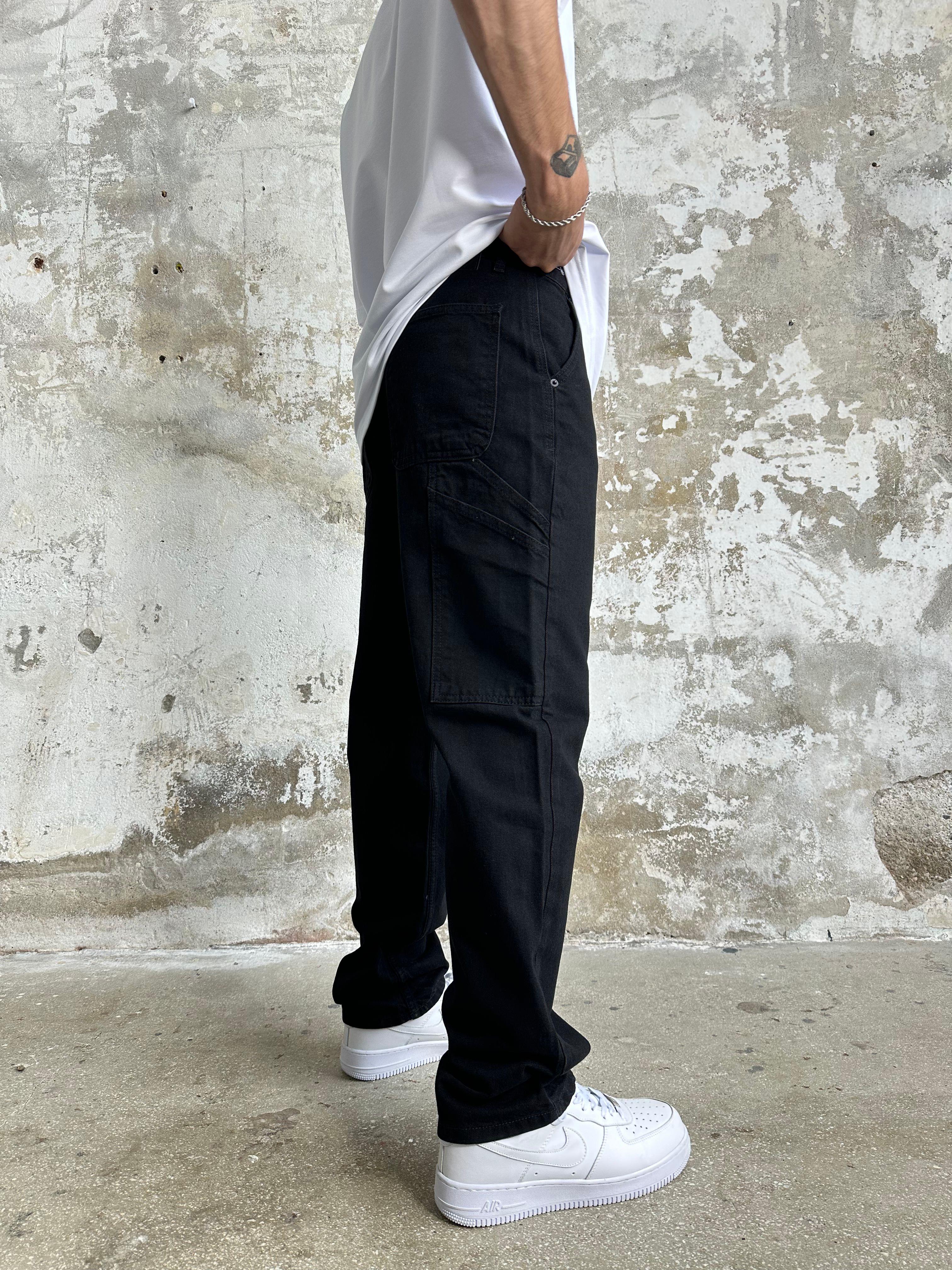 Tasarım Kemerli Baggy Pantolon Siyah · 2