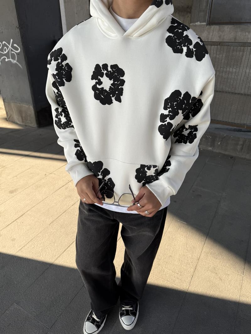 服/ファッション Chenille Hooded Sweatshirt oversize-ozel-tasarim-baskili-