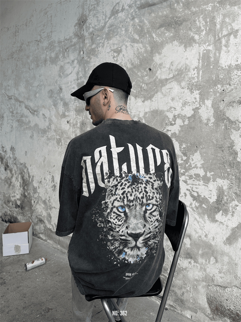 Yıkamalı Nature VMS Oversize T-Shirt Boyama Gri