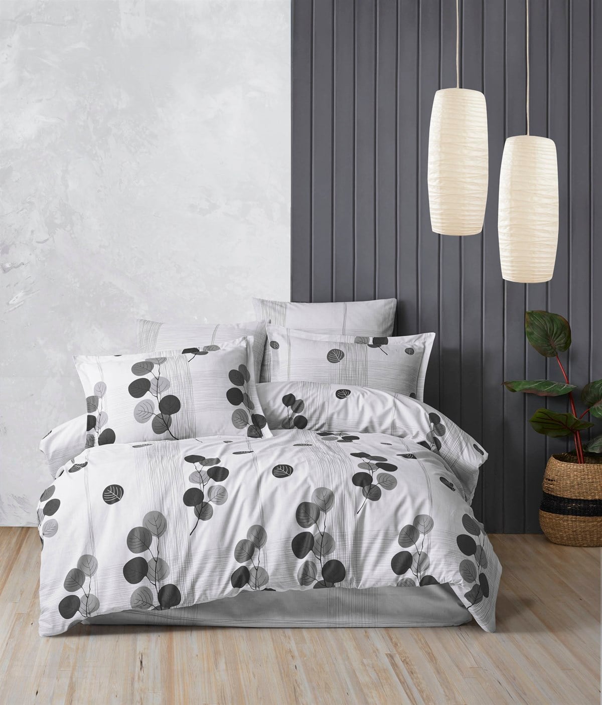 Çift Kişilik Ranforce Nevresim Takımı Dali Gri