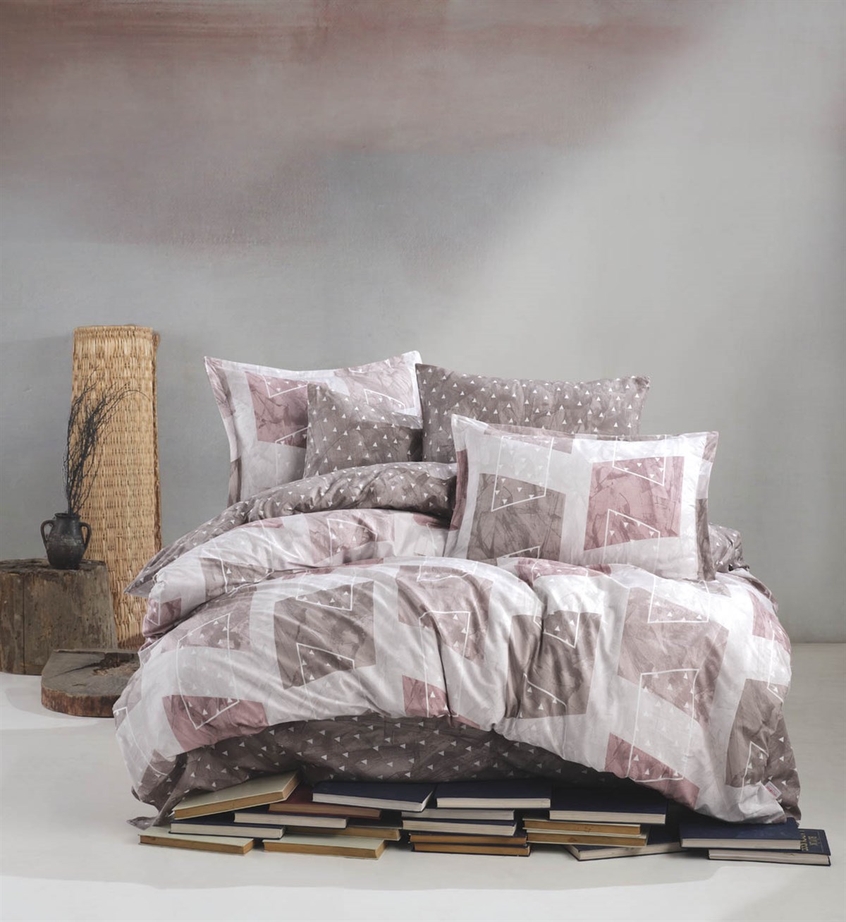 Çift Kişilik Ranforce Nevresim Takımı Eva Kahve