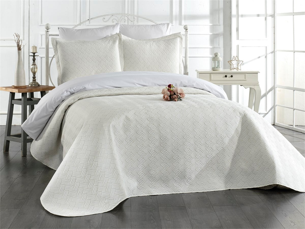 Çift Kişilik Yatak Örtüsü Ester Krem Gold