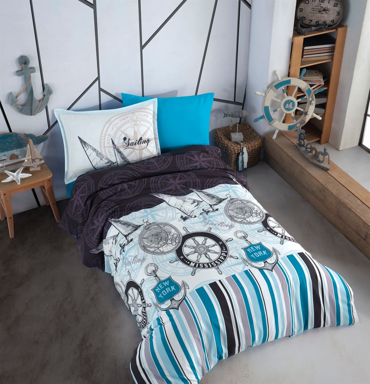 Tek Kişilik Nevresim Takımı Ranforce Calipso Mavi