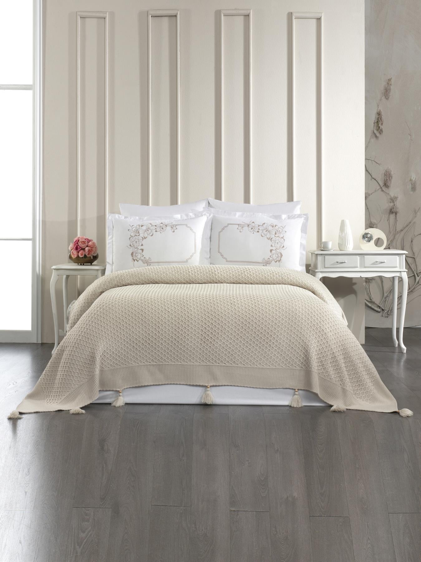 6 Parça Örgü Battaniye Seti Dolce Taş