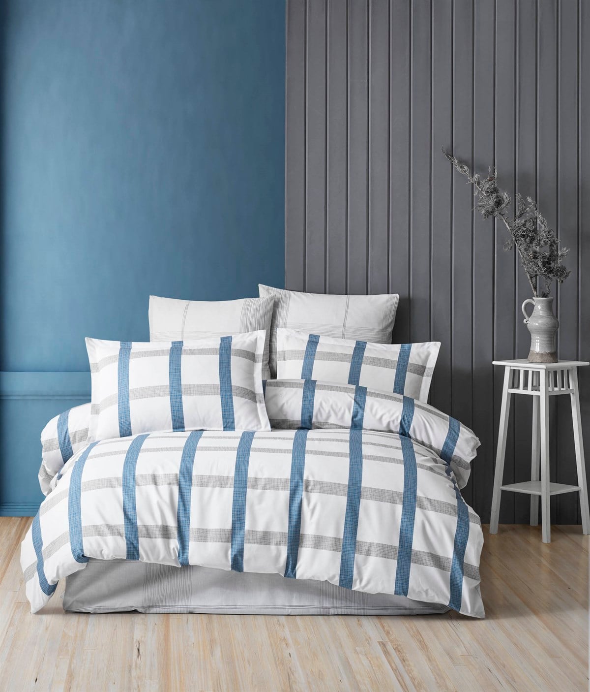 Çift Kişilik Earth Mavi Ranforce Nevresim Takımı