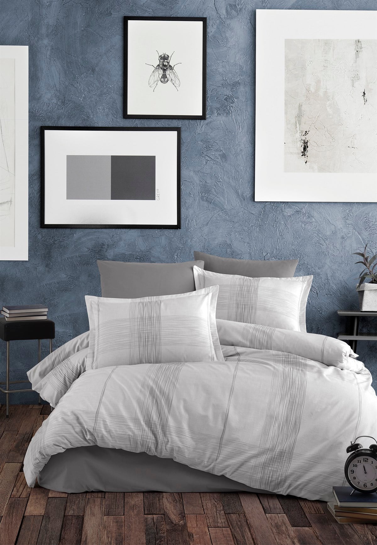 Tek Kişilik Nevresim Takımı Ranforce Grey and Grey