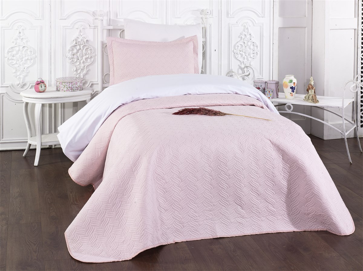 Tek Kişilik Yatak Örtüsü Ester Pudra