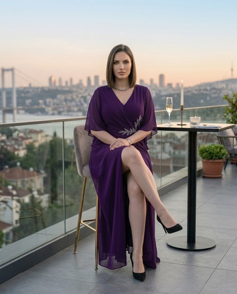 Şifon Abiye Elbise 3349