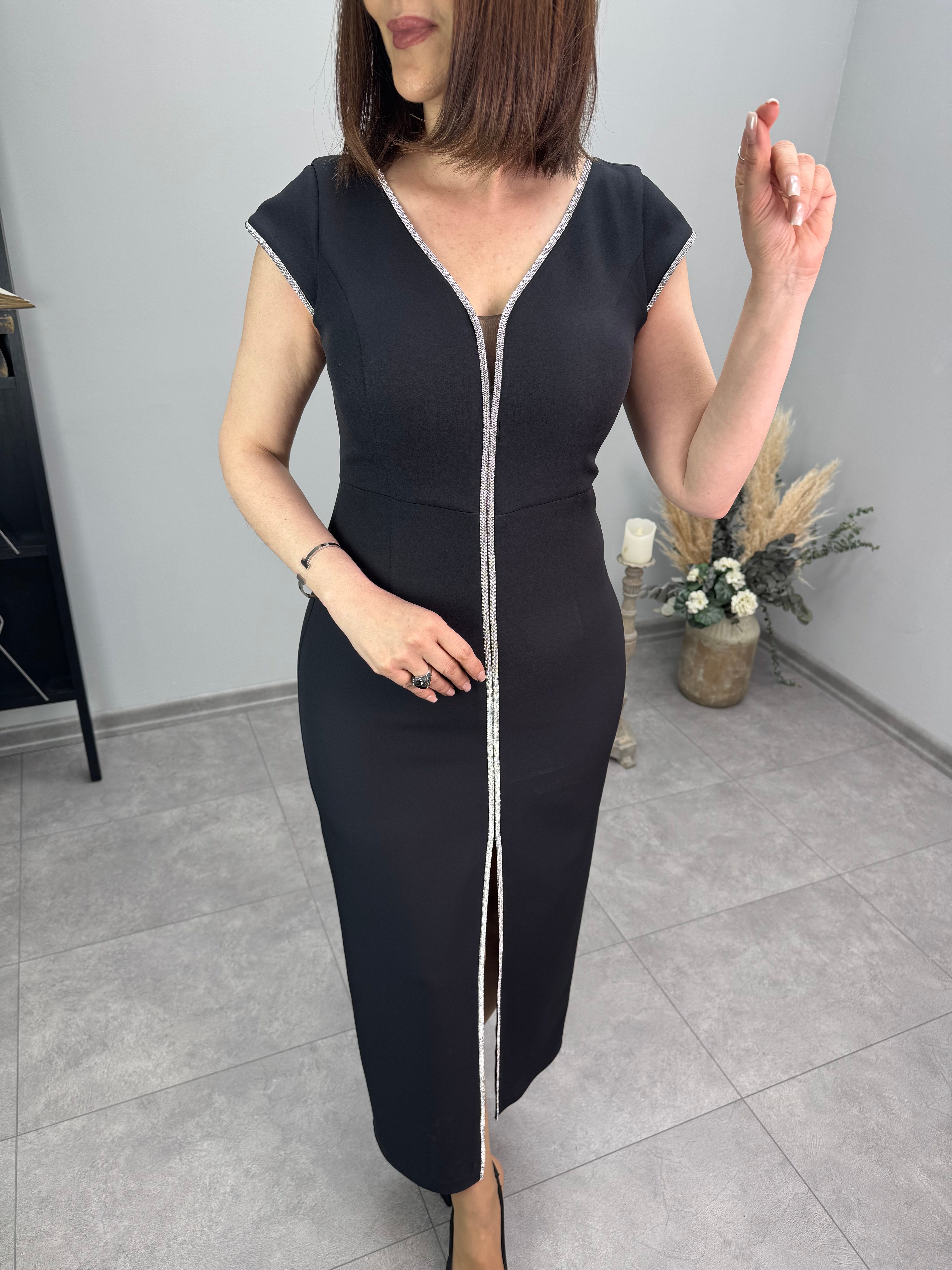 Likralı Krep Abiye Elbise 3395