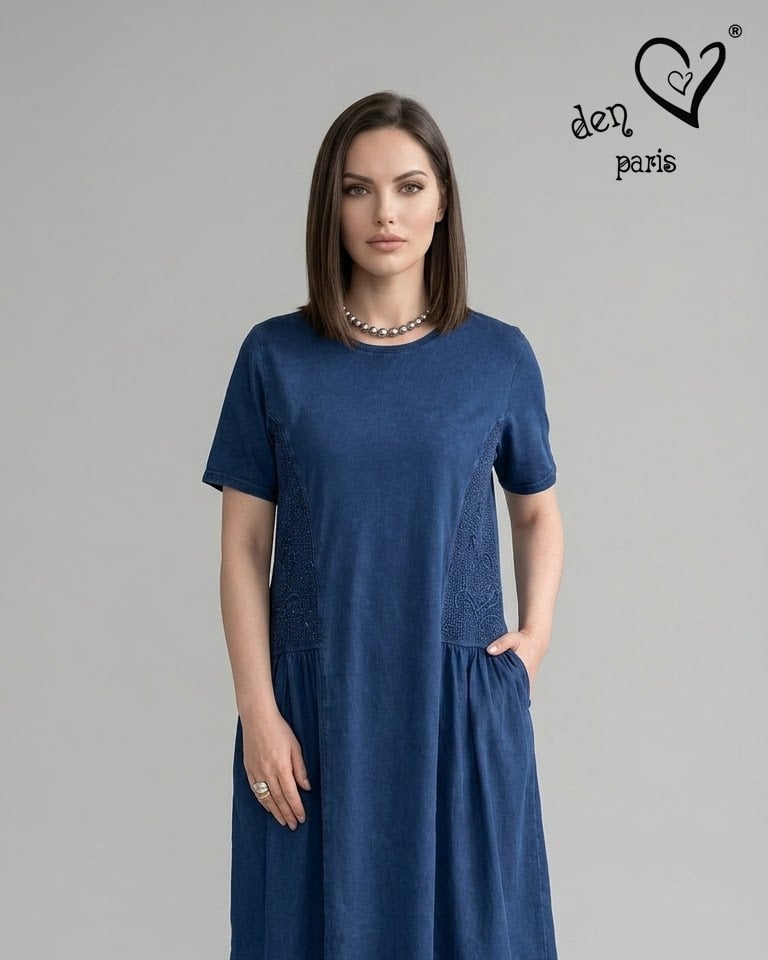 Yıkamalı Pamuklu Elbise 3428