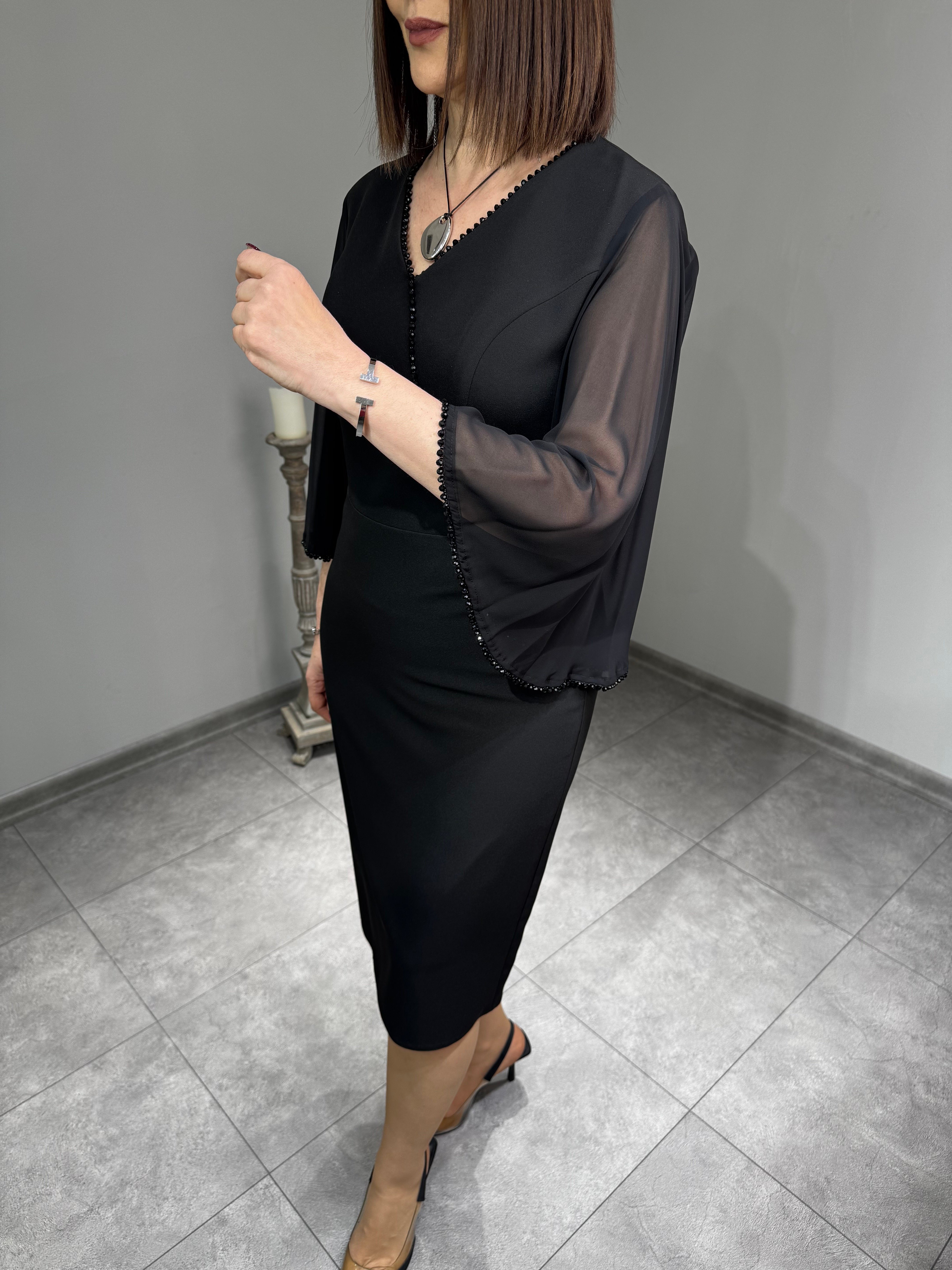 Kristal Taş İşlemeli Abiye Elbise 3191