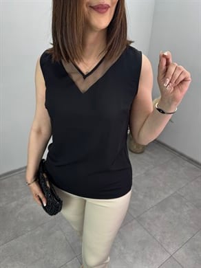 Yakası Tül Detaylı Bluz 3618