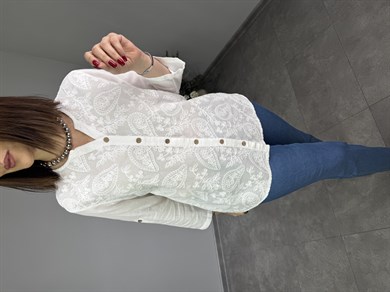 Nakışlı Şal Desen Pamuklu Gömlek 3283