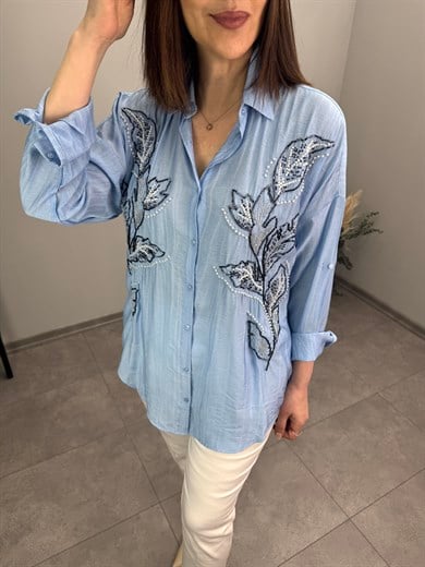 İnci Ve Boru İşlemeli Gömlek 3404