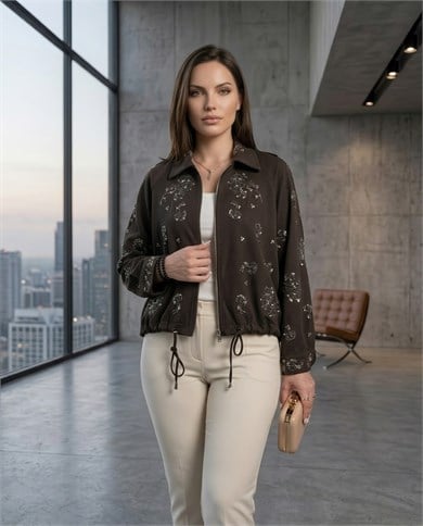 İşlemeli Tencel Tasarım Ceket 3834