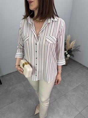 Polo Yaka Çizgili Gömlek 3617