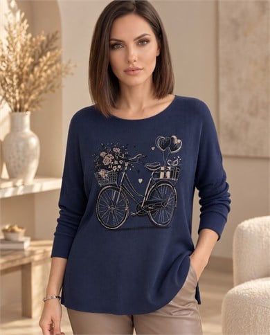 Kristal Taşlı İthal Triko Bluz 4116