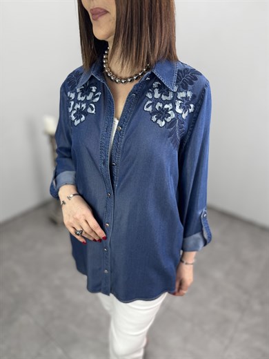 Nakış Detaylı Tencel Gömlek Ceket 3342
