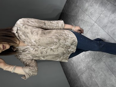 Sıvama Taşlı Viscon Keten Gömlek 3251