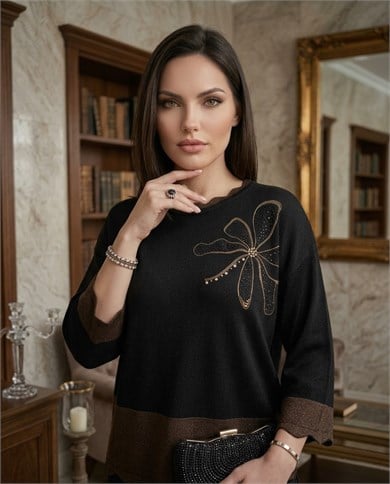 Taşlı Simli Triko Bluz 3864