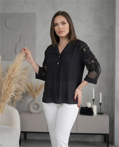 Queen Krep Tasarım Bluz 3821