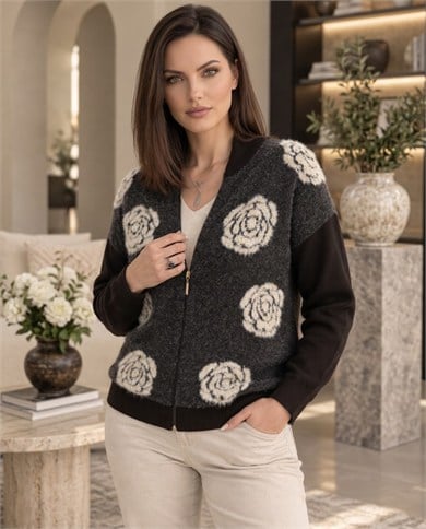 Önü Angora Triko Bomber Ceket 3979