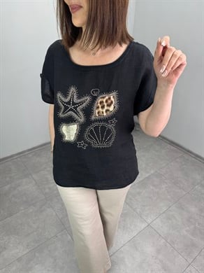 Önü Taşlı İthal Bluz 3463