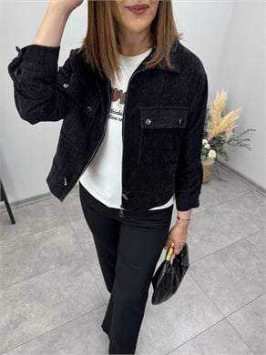 Polo Yaka İkili Kadife Ceket 3883