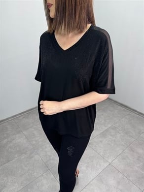 Taşlı Viscon Penye Bluz 3387