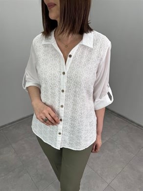 Kabartma Nakışlı Pamuklu Gömlek 3373