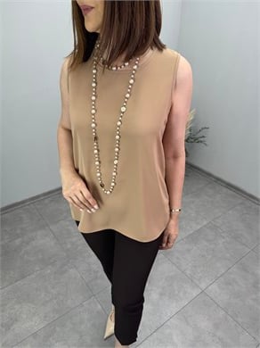Sıfır Yaka Kolsuz Bluz 3856