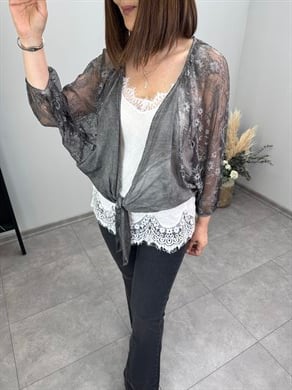Pamuklu Dantelli İthal Bolero 3719