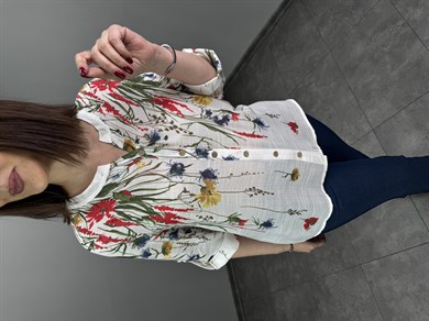 Önden Düğmeli Pamuklu Gömlek 3293