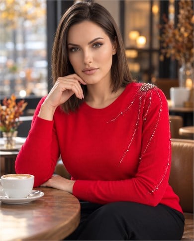 İnci Ve Taş Detaylı Triko 4136