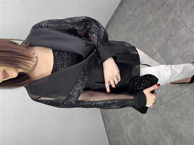 İçi Pul Payet Atletli Organze Ceket 3336