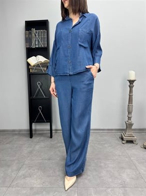 Önden Düğmeli Tencel Takım 3418