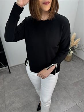 Kolu Ve Etek Ucu Taşlı Triko 4008