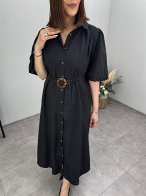 Kolları Nakışlı Gömlek Elbise 3485