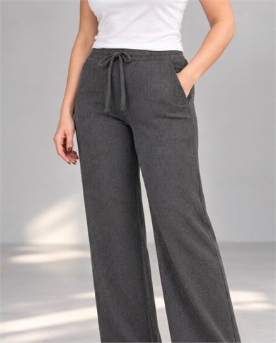 Bol Paça Örme Triko Pantolon 4038