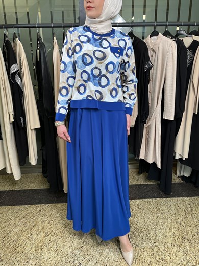 Desenli Tam Boy Elbise