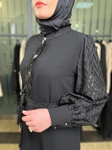 Kol ve Yaka Detaylı Elbise