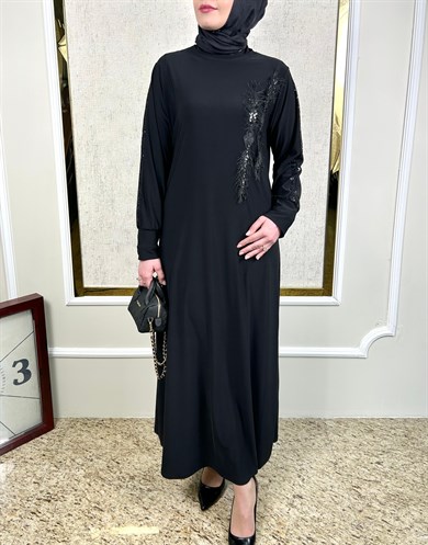 Pul ve Dantel Süslemeli Elbise 9064